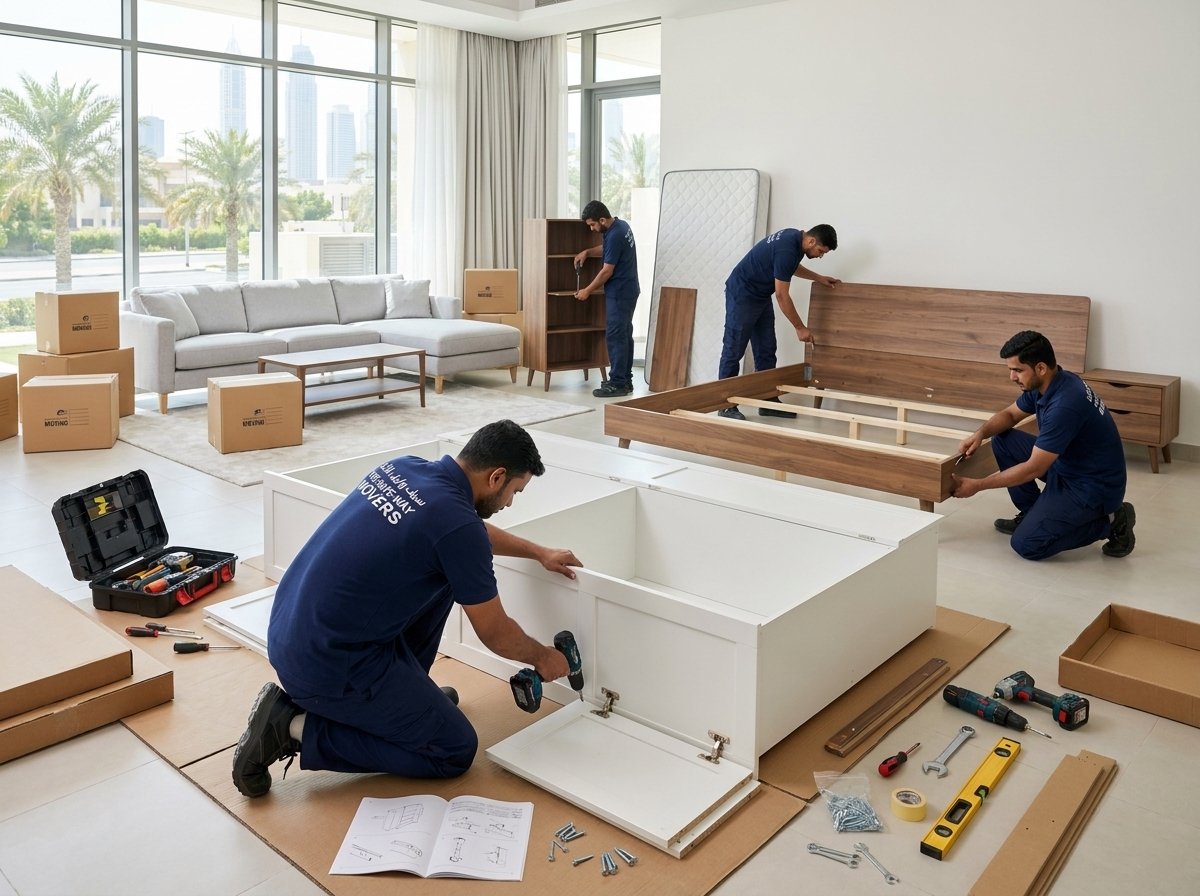 Carpenter reassembling a wardrobe after a house move in Abu Dhabi