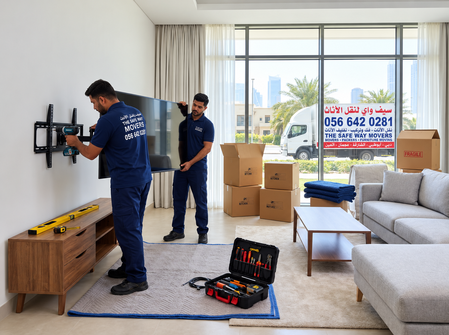 Carpenter reassembling a wardrobe after a move in Abu Dhabi